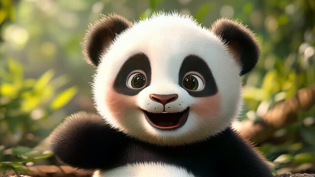 Cute panda standing full body