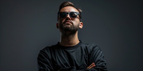 Obraz premium man in sunglasses and black shirt