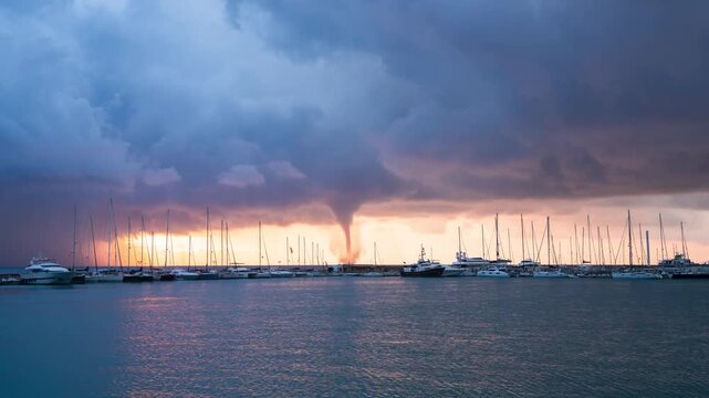 Water spout tornado off Zakynthos in Greece