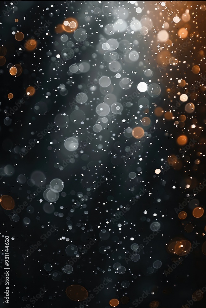 Poster little bokeh effect, black background. generative ai.
