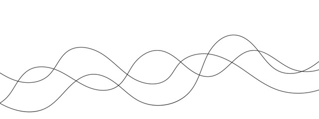 Thin wavy curve line vector background. Curve wave seamless pattern background. Black and grey wave curve lines motion vector background.