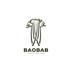 Fototapeta premium Baobab tree logo icon design template flat vector