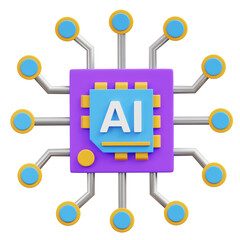 3D Artificial Intelligence Chip Illustration