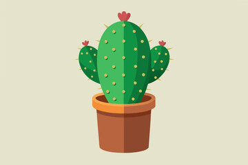 Illustration of cactus in pot with flat style