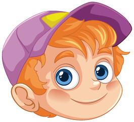Smiling Boy with Purple Cap