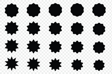 Star icon collection. Different star shapes. Black stars icon set. Sparkle star icon set.