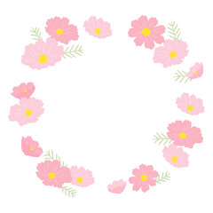 秋をイメージしたコスモスのフレームイラスト素材