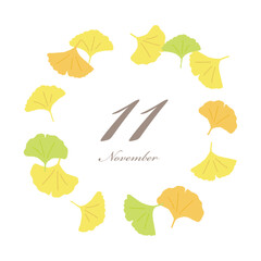 11月をイメージしたイチョウのフレームイラスト素材