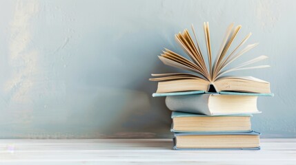 Pillars of Learning. Stack of school books on a desk, symbolizing knowledge and growth