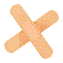 Band aid medical plaster, strip. Breathable bandaids set. Firs aid tape, Different shapes. Bandaid isolated on white background