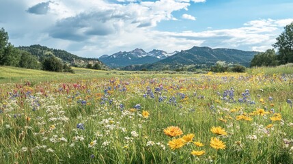 Wildflowers Bloom in the Mountain Valley