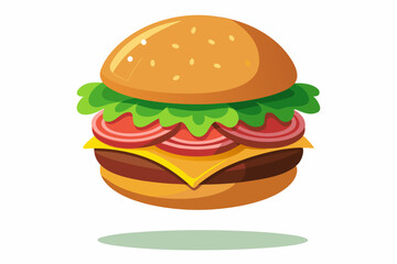 Vector Realistic Hamburger Classic Burger