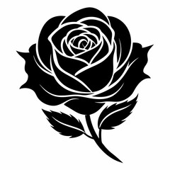 Rose Black illustration, silhouette