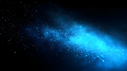 A mesmerizing blue cosmic background with sparkling particles.