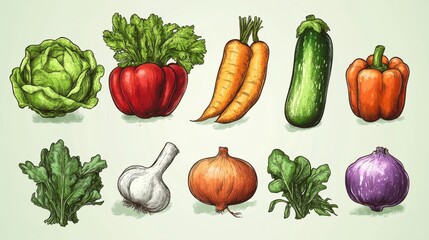 Children's drawing style vegetables pattern with colored wax crayons,Painting like a child,chilli,avocado,onion,organic farm,tomato,carrot,Recreation and painting,Doodle drawing by hand.