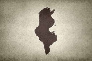 Map of Tunisia on a paper