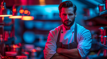 Focused and Confident Professional Chef in Studio Setting