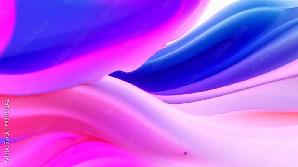Leinwandbilder 3d render, abstract background with blue and pink drapery, 3d rendering of a modern minimal wallpape
