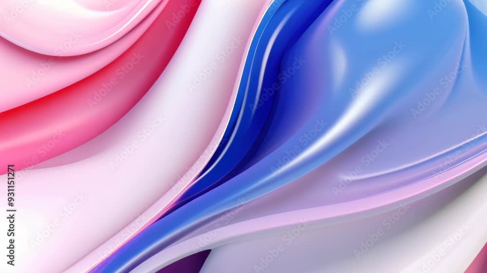 Leinwandbilder abstract background with smooth lines in blue, pink and white colors, 3d rendering of a modern minim