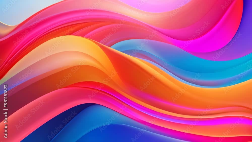 Aufkleber abstract background with smooth lines in blue, orange and pink colors, abstract background featuring