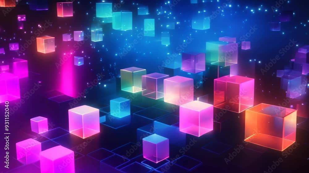 Poster abstract background with glowing cubes. vector illustration. eps 10, abstract background with colorf