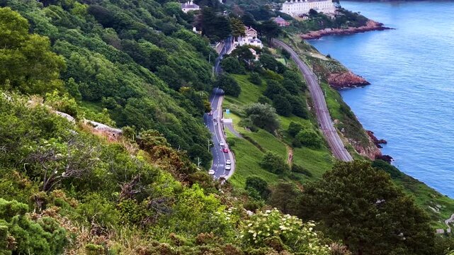 "Stunning Aerial View of Killiney Hill Overlooking Sorrento Terrace, Dalkey Island, and Irish Coastal Scenery