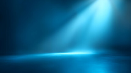 A serene blue spotlight illuminating a dark space.