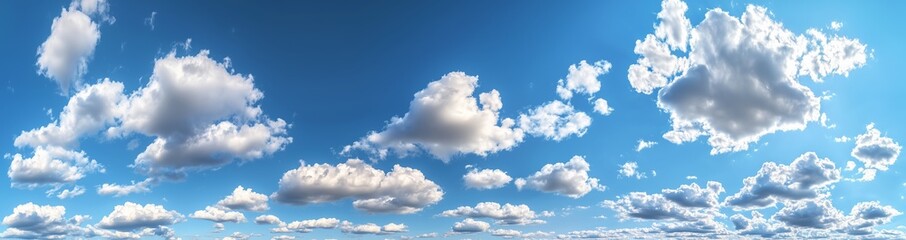 Beautiful Blue Sky with Fluffy White Clouds