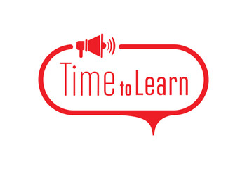 time to learn sign on white background