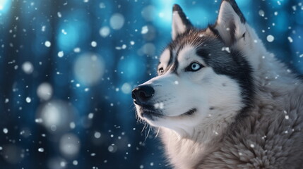 Naklejka premium Sled dogs in cold countrie : Animal. AI Generative.