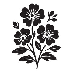 Vector black silhouettes of flowers isolated on a white background, Flowers silhouette, vector images illustration