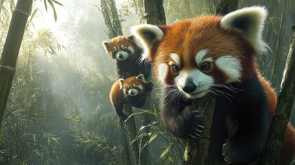 Red Pandas in the Lush Forest