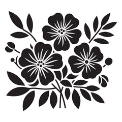 Vector black silhouettes of flowers isolated on a white background, Flowers silhouette, vector images illustration