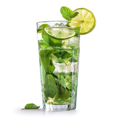 Glass Mojito Sprig With Refreshing Garnished