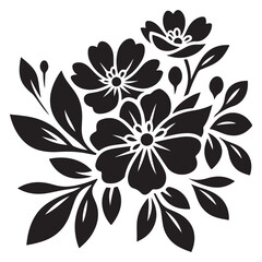 Vector black silhouettes of flowers isolated on a white background, Flowers silhouette, vector images illustration