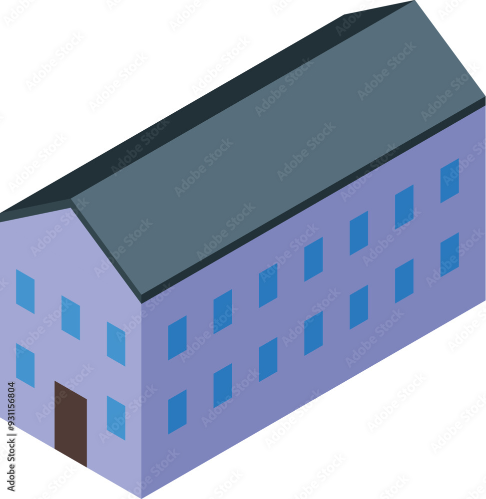 Poster generic isometric building representing modern architecture