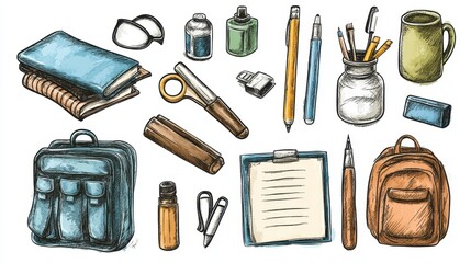 3D back to school seamless,vector kids cartoon education banner,backpack,Multicolored paints with a tassel, pen,book,School and education set collection icons,vector symbol stock illustration web.