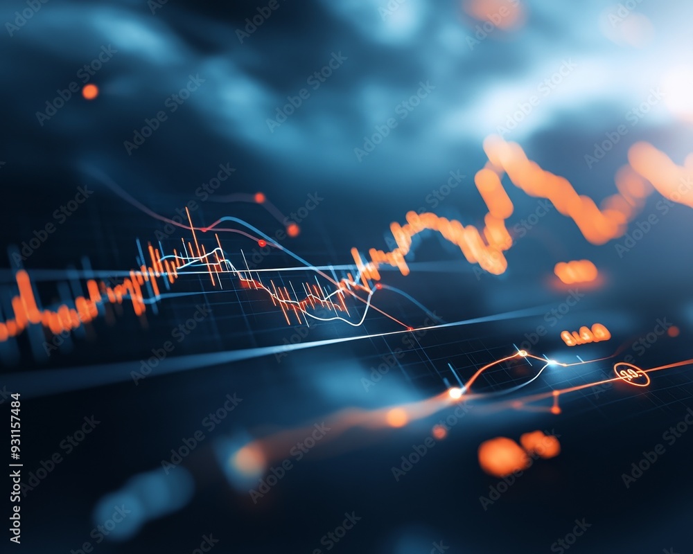 Aufkleber dynamic financial chart illustrating growth trends, with vibrant lines and data points against a moo
