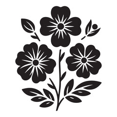 Vector black silhouettes of flowers isolated on a white background, Flowers silhouette, vector images illustration