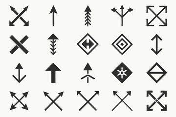 Black flat arrows set vector design