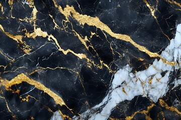 Black and White Marble with Gold Veins - Luxurious and Elegant Texture