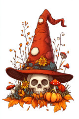 Magic fairytale fantasy witch cap, Halloween design.