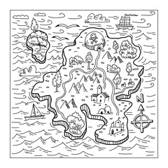 1-Fantasy map hand drawn illustration