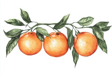 Watercolor of vibrant oranges on branch