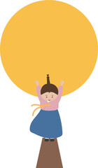 명절 한복 입고 보름달 널뛰기