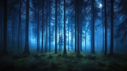 Fototapeta premium A Mystical Forest bathed in Moonlight