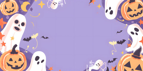 Halloween frame that is both cute with soft purple background