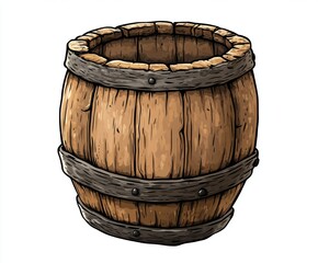 Fototapeta premium Vintage wooden barrel isolated on white background