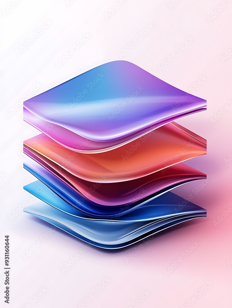 Poster a vibrant stack of colorful, curved layers creating a modern, abstract design with a smooth gradient