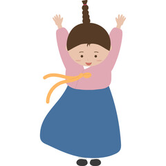 한복 입고 널뛰기